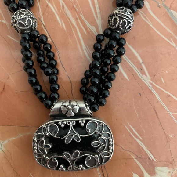 💕Necklace in Beautiful Sterling Silver Black Onyx - Picture 1 of 9